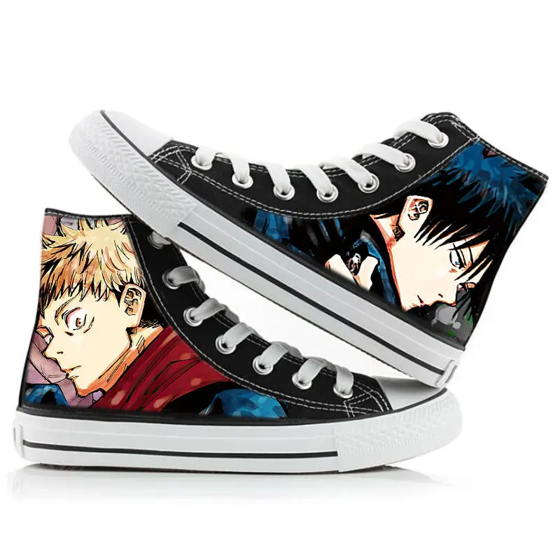 Bandai Anime Jujutsu Kaisen Canvas Shoes Satoru Gojo Cartoon Printing Sneakers Basketball Shoes Casual Comfortable Flat Shoes