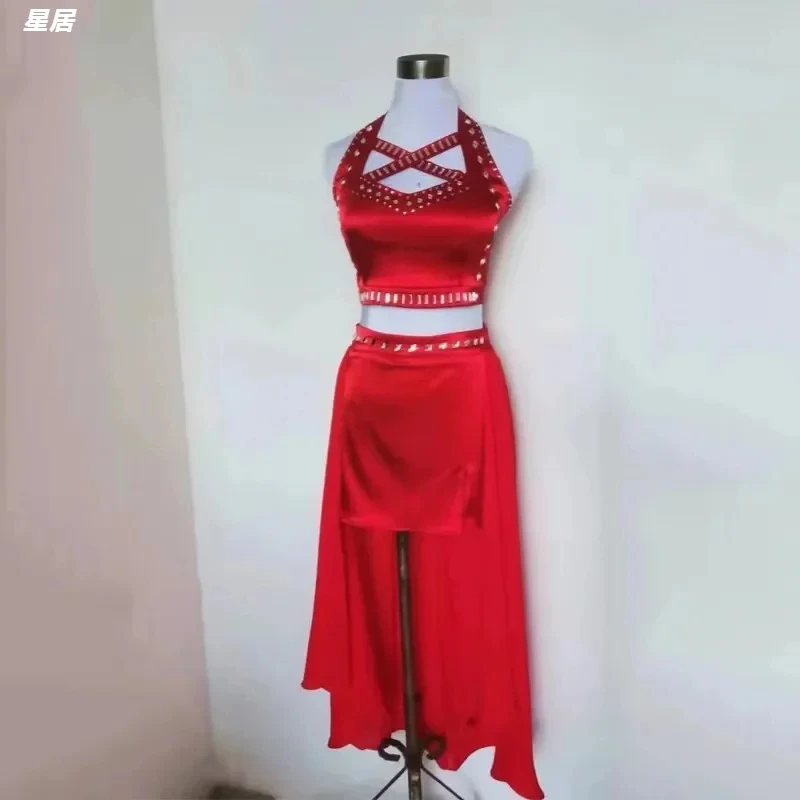 Kpop Korean Singer Women Jazz Dance Red Clothes Nightclub Sexy Tops Skirt Stage Performance Costume Hip Hop Dance Clothing