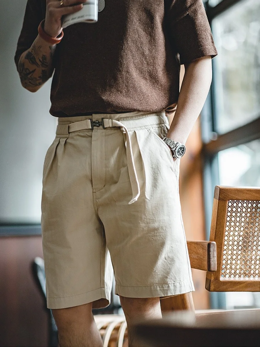 

Мужские летние джинсы Maden American Retro Bule с прямым кроем, поясом и прямыми штанинами, для активного отдыха, повседневные, длиной до колена