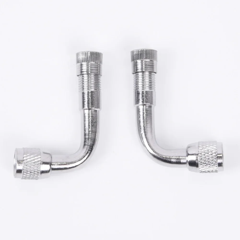 2pcs 90 Degree Tyre Valve Extension Adapter With Valve Core For Motorcycle And Car Tire Stem Extender With Metal Dust Cap