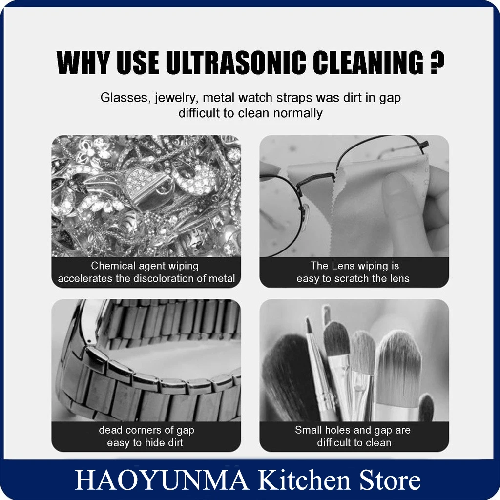 Macchina per la pulizia ad ultrasuoni 45000Hz detergente per lavaggio a vibrazione ad alta frequenza lavaggio gioielli occhiali orologio anello dentiere detergente