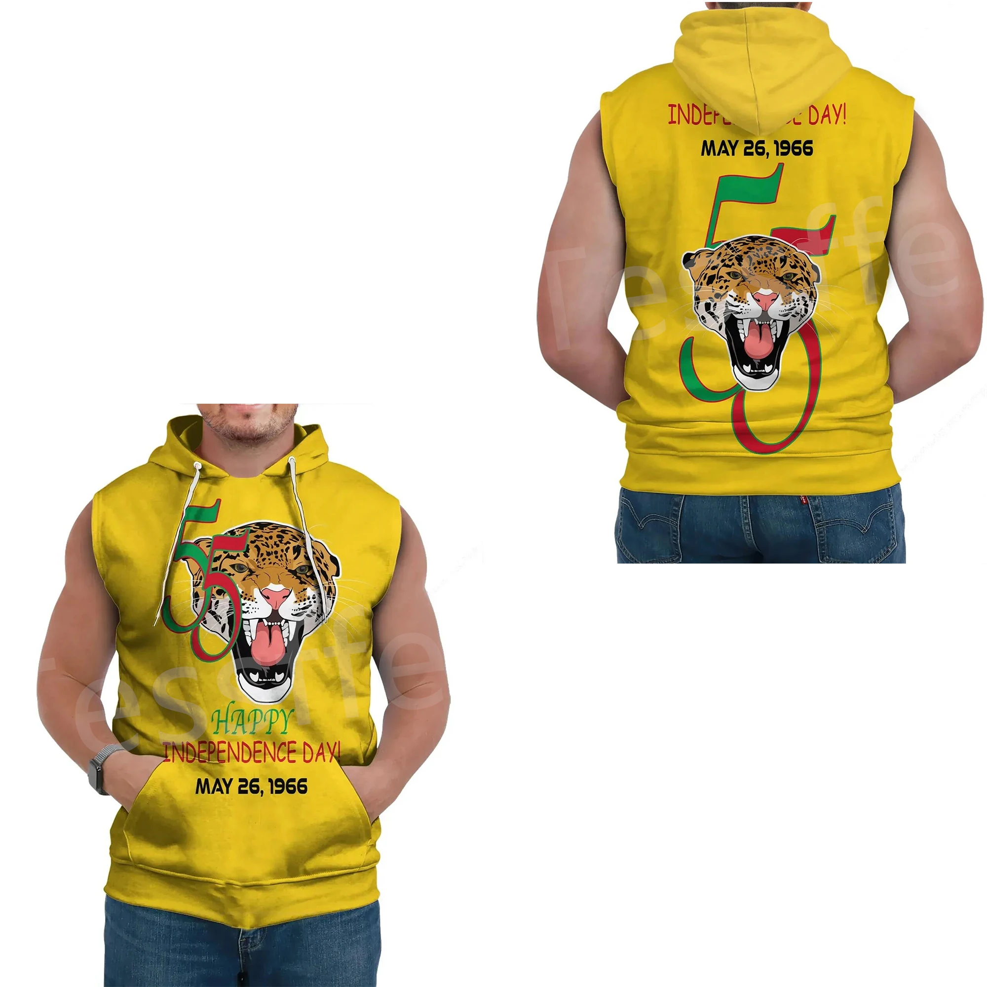 

Tessffel South America County Guyana Flag Tribe Tattoo Retro 3DPrint Men/Women Pullover Casual Funny Summer Sleeveless Hoodies 6