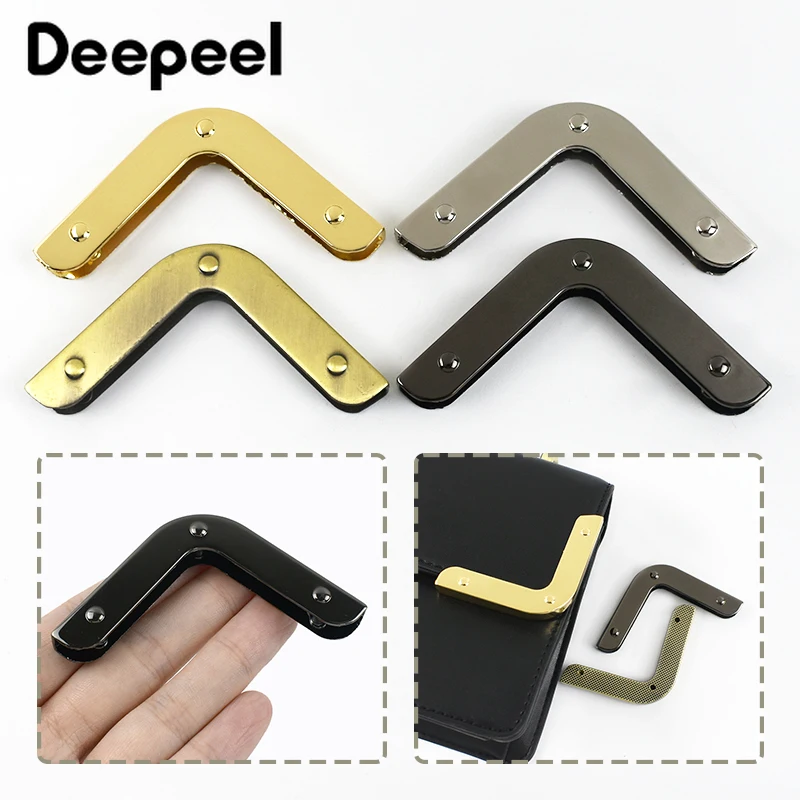 4/10Pcs Deepeel 40mm Bag Corner with Screw Decoration Hardware Accessories for Handbag Edge Protection Metal Hook Buckle