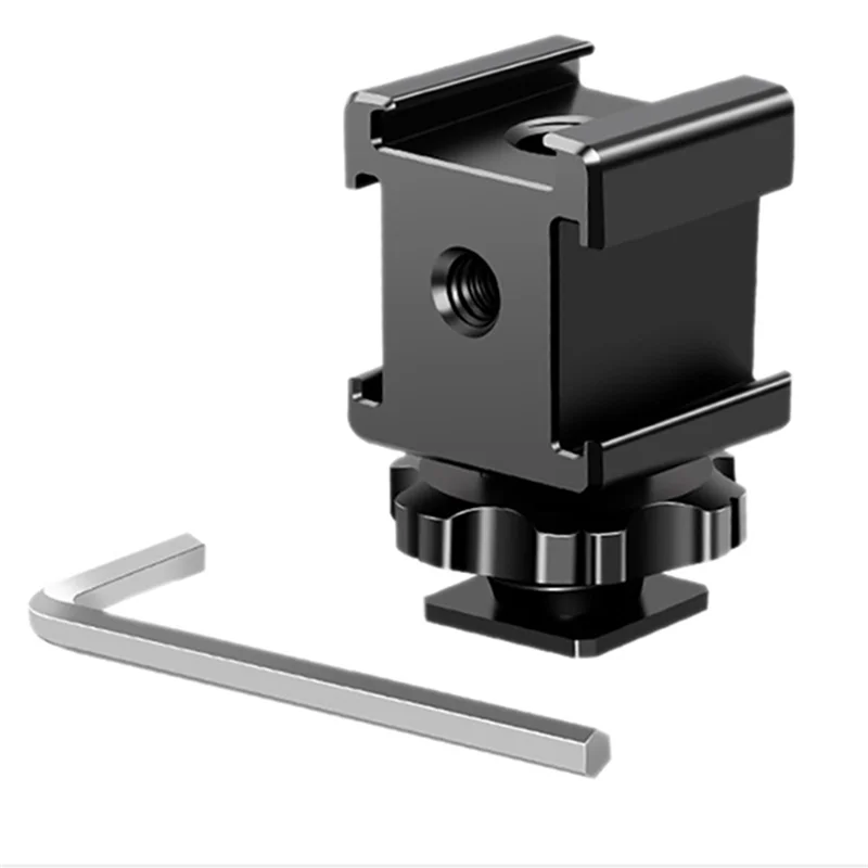 Cold Hot Shoe Extension Bracket Extension Mount with Triple Cold Shoe Mount for Video Cameras or DSLR Camera