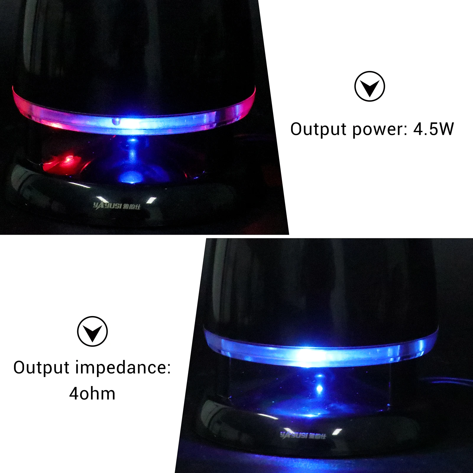 

Dynamic Colorful Led Mini Speaker Wired Aux Desktop External Computer Speaker Volume Control Slip-Resistant Abs Sturdy