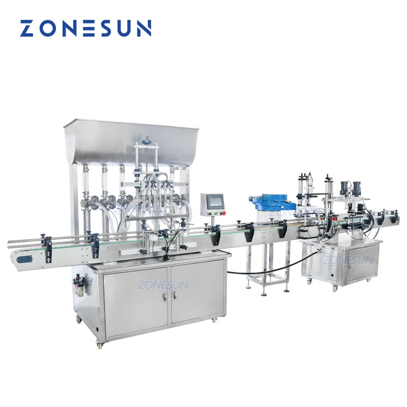 ZONESUN FAL180AP Automatic Production Line Peanut juice Bottle Filling Capping For Glass Bottle Cream Assembly Machine Vibrator