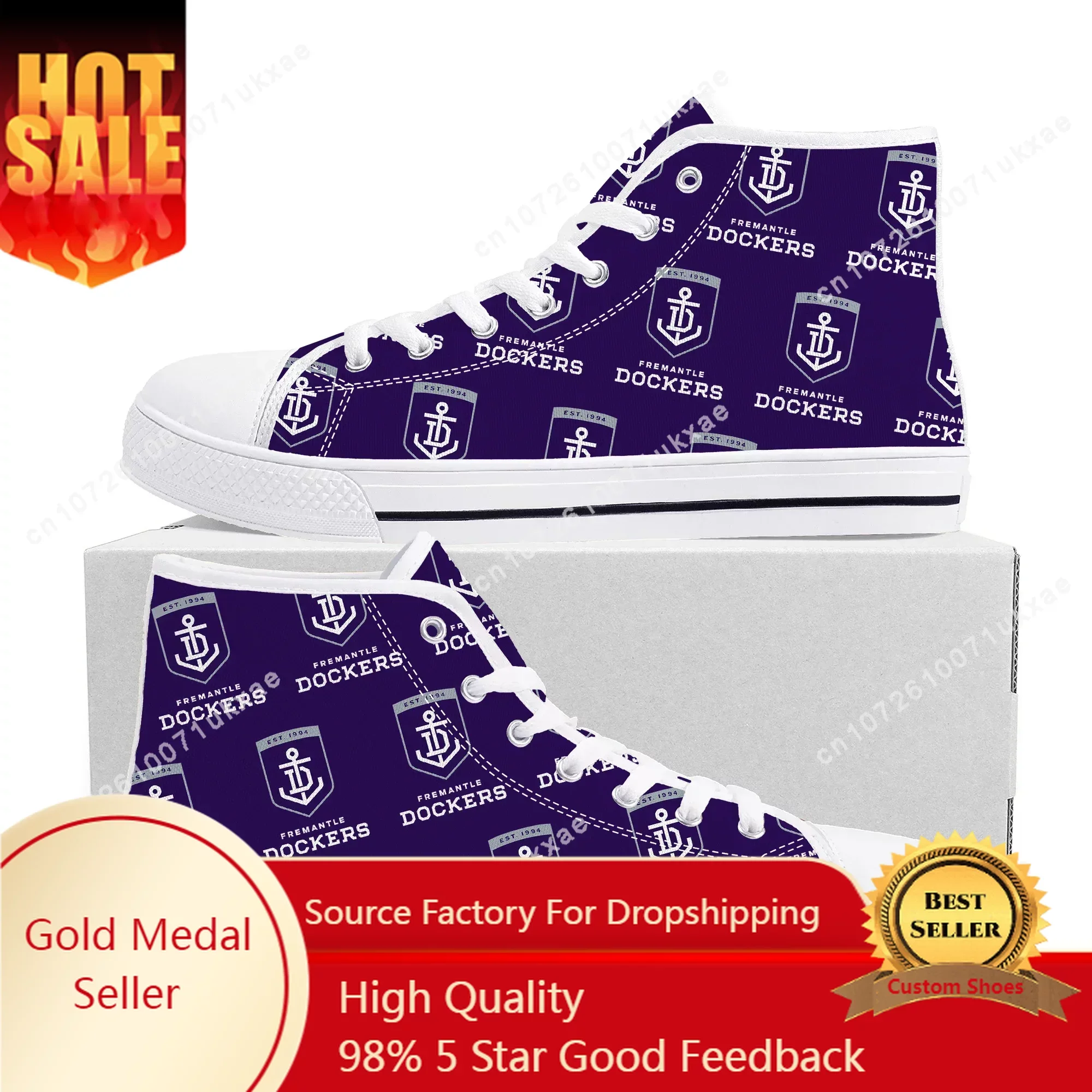 

Fremantle Australian Football High Top Sneakers Mens Womens Teenager High Quality Canvas Sneaker couple Casual Shoe Custom Shoes