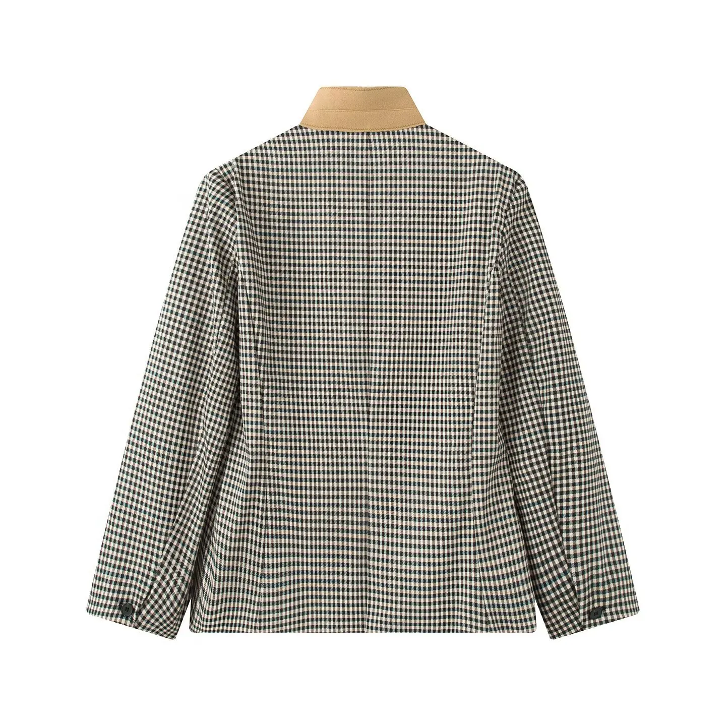 Maxdutti Women's Clothing 2026 Autumn New Style Temperament Commuting Style Sub High Neck Slim Fit Suit Splicing Jacket