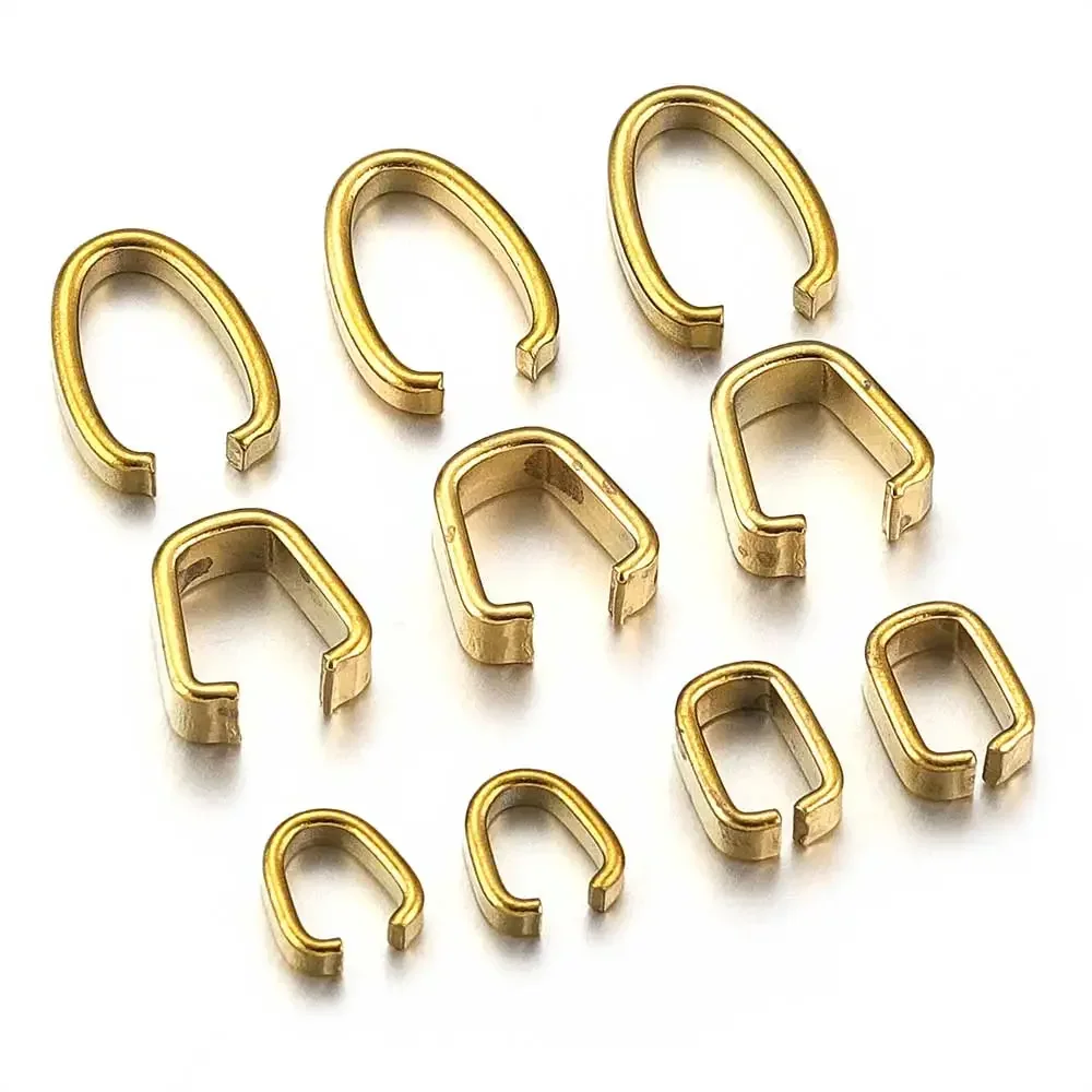 50pcs Stainless Steel Gold Plated Square Bail Charm Melon Seed Clasp Pendant Connector for DIY Necklace Parts Jewelry Making