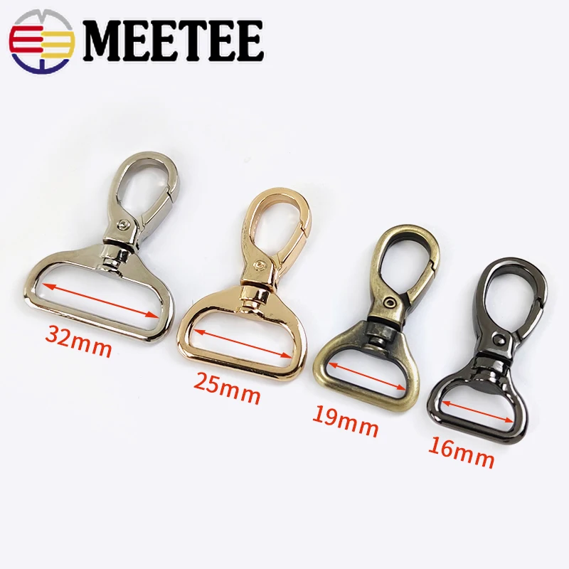 Meetee 30Pcs Metal Swivel Buckles 15/20/26/32mm Lobster Clasp For Webbing Bag Strap Hanger Hook Buckle DIY Hardware Accessories