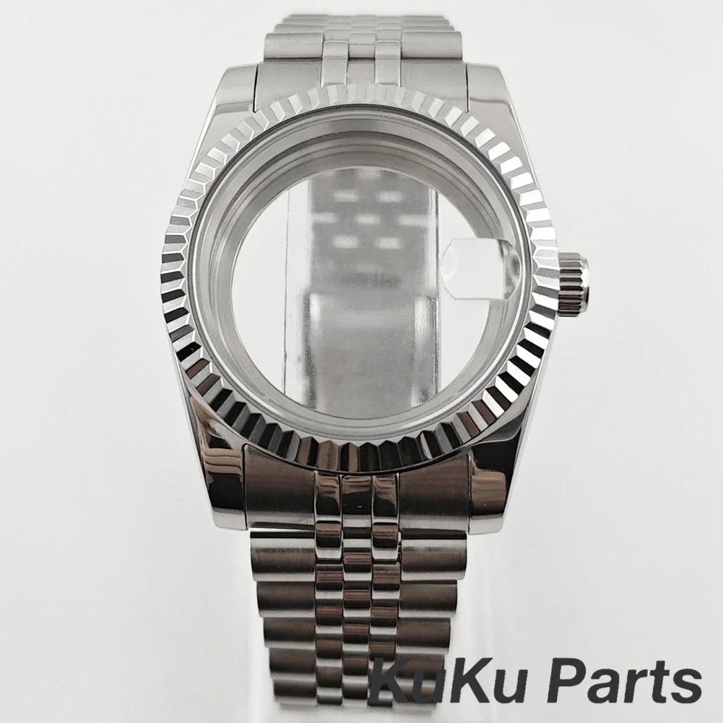 36mm/40mm caixa de relógio cristal safira para nh34 nh35 nh36 nh38 nh39 nh70 nh72 pt5000 eta2824 movimento bloqueio deslizante pulseira relógio