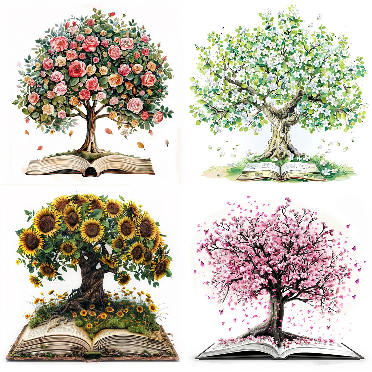 20pcs Tree of Life Flower Book Stickers Pack Varied for Kids Crafts Scrapbooking Luggage Laptop Car Aesthetic Decoration Decals