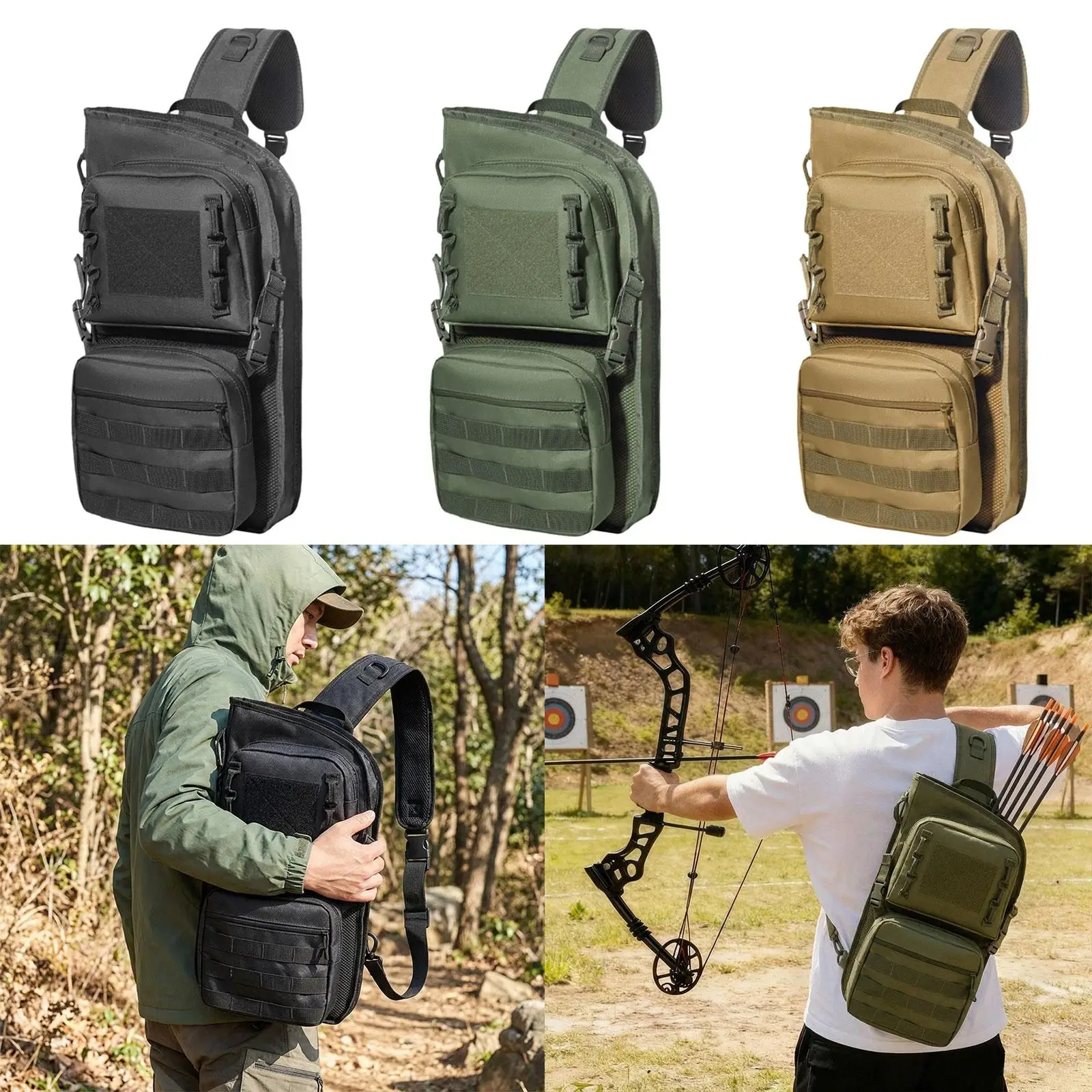 Wear Resistant Arrow Pouch Holder Lightweight Adjustable Back Bag Arrow Storage for Backpack Archery Practice