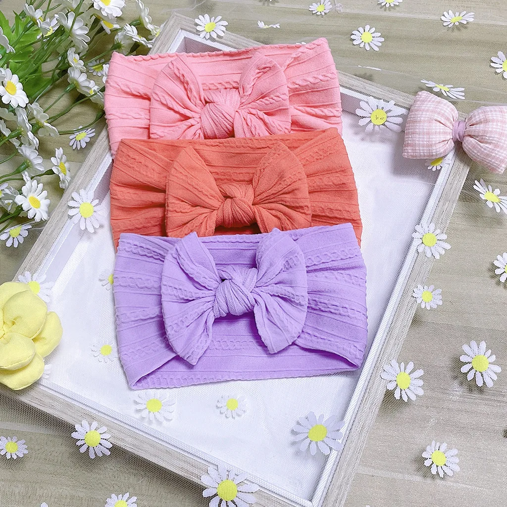 3Pcs Headband Nylon Infants Toddlers Elastic Hair Band for Newborn Girl Princess Bowknot Cute Baby Hair Accessories