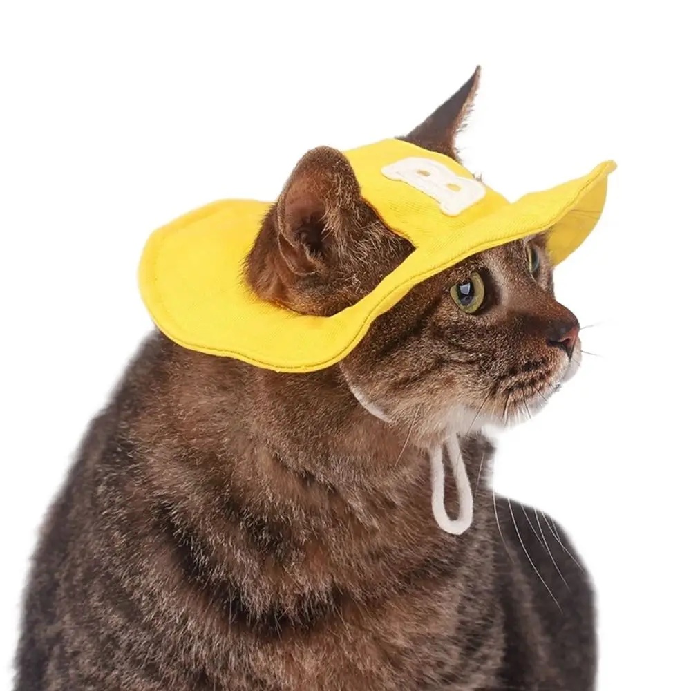 

Cute Cotton Pet Fisherman Hat Round Brim Adjustable Rope Buckle Dog Cat Sunshade Hat with Ear Holes Breathable Pet Hat Summer