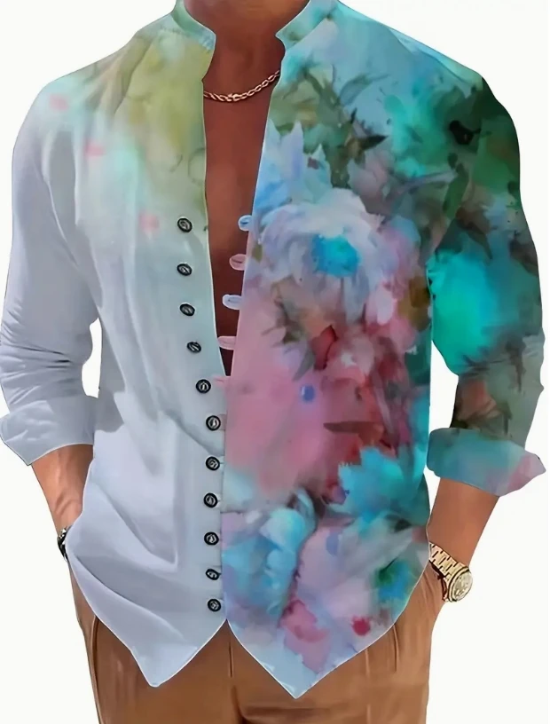 2026 Men's Fashion Long Sleeve Shirt Button Shirt Beach Casual Animal Shirt High Quality Comfortable Fabric Top