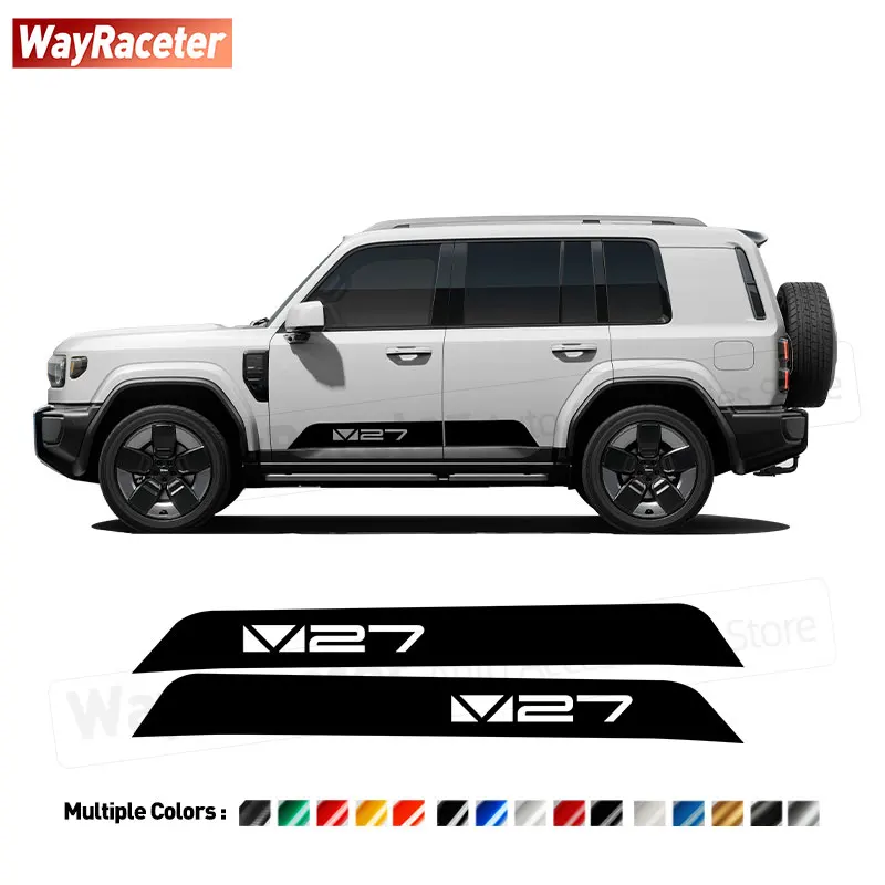 

2 Pcs/Set Door Side Stripes Sticker Carbon Fiber Vinyl Decal For Chery iCAR V27 2025 2026 Off Road 4X4 Accessories
