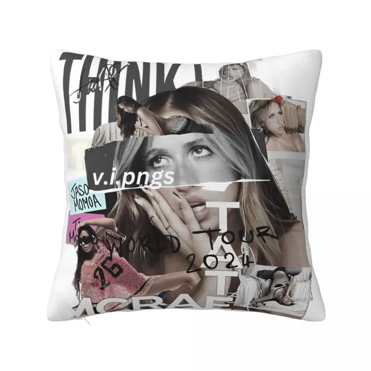 

2024 Think Later World Tour Tate Mcrae Concert Pillowcase Accessories Cushion Cover Throw Pillow Cover Zippered Multi Size