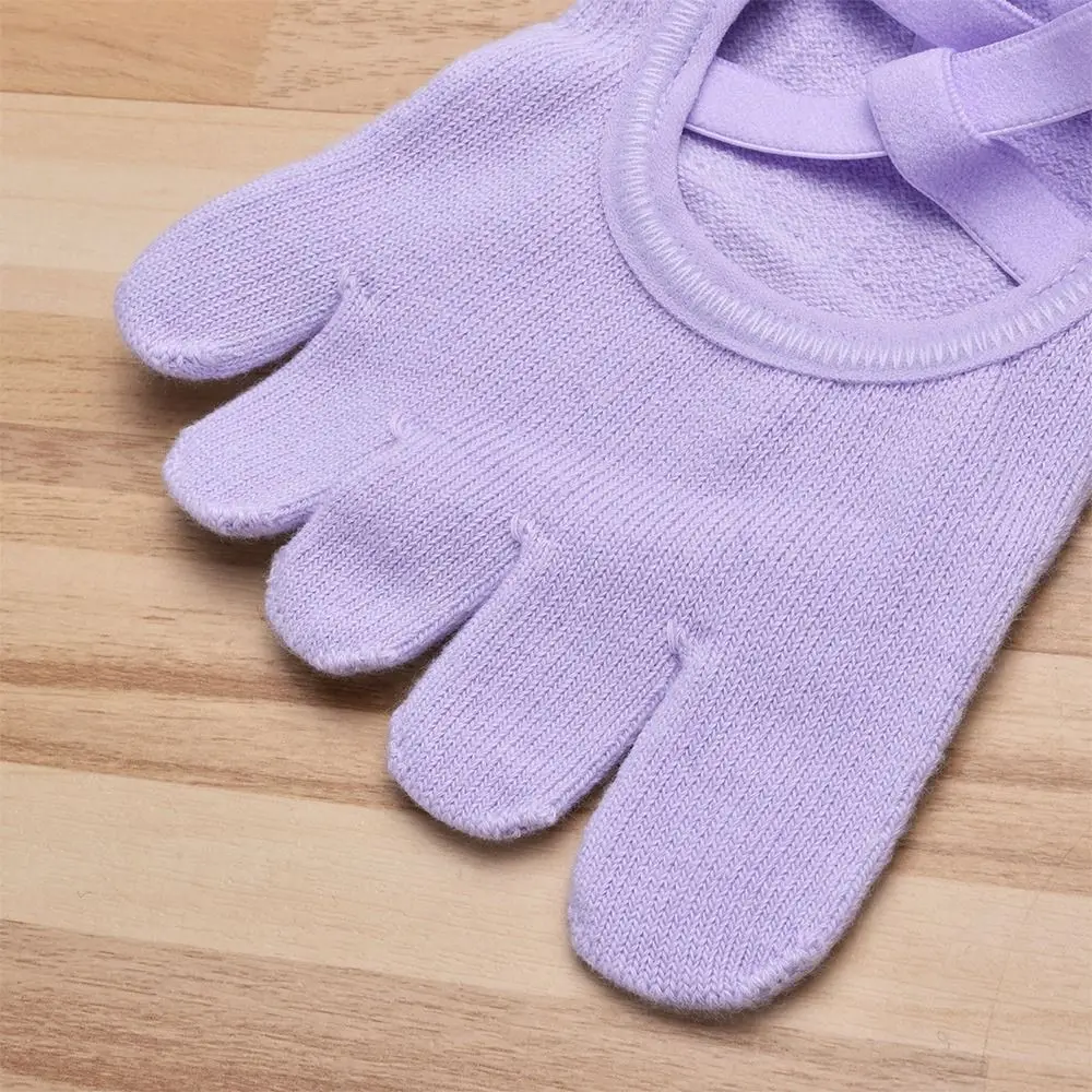 

Разноцветные противоскользящие носки для пилатеса с хлопковыми ремешками, нескользящие носки для йоги с раздельными пальцами, силиконовые носки для фитнеса и спорта