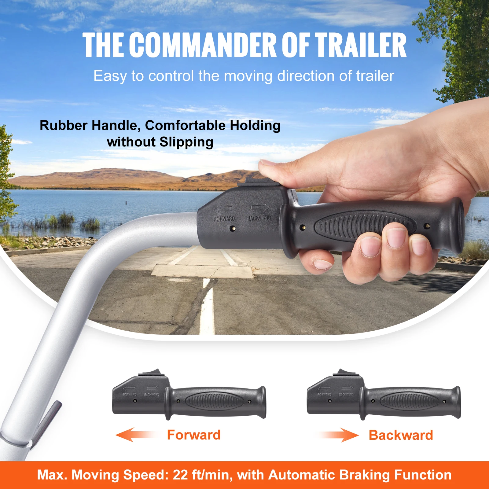 VEVOR 12V Motorized Electric Trailer Mover Dolly 5000lbs Towing Capacity Adjustable Clamp Jockey Wheel for Moving Caravan Boat