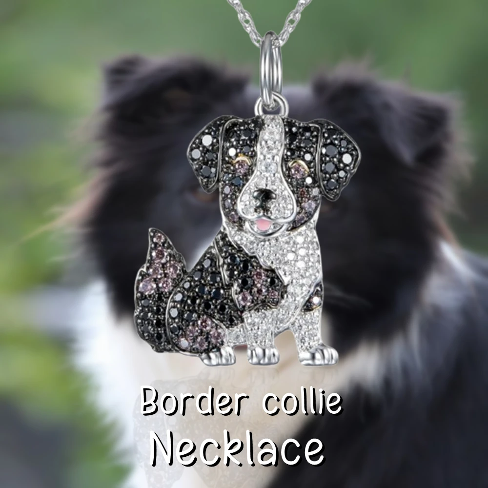 Creative Cartoon Border Collie Pendant Necklace for Women, Perfect Women's Jewelry Accessories for Dog Lovers Souvenir Gift