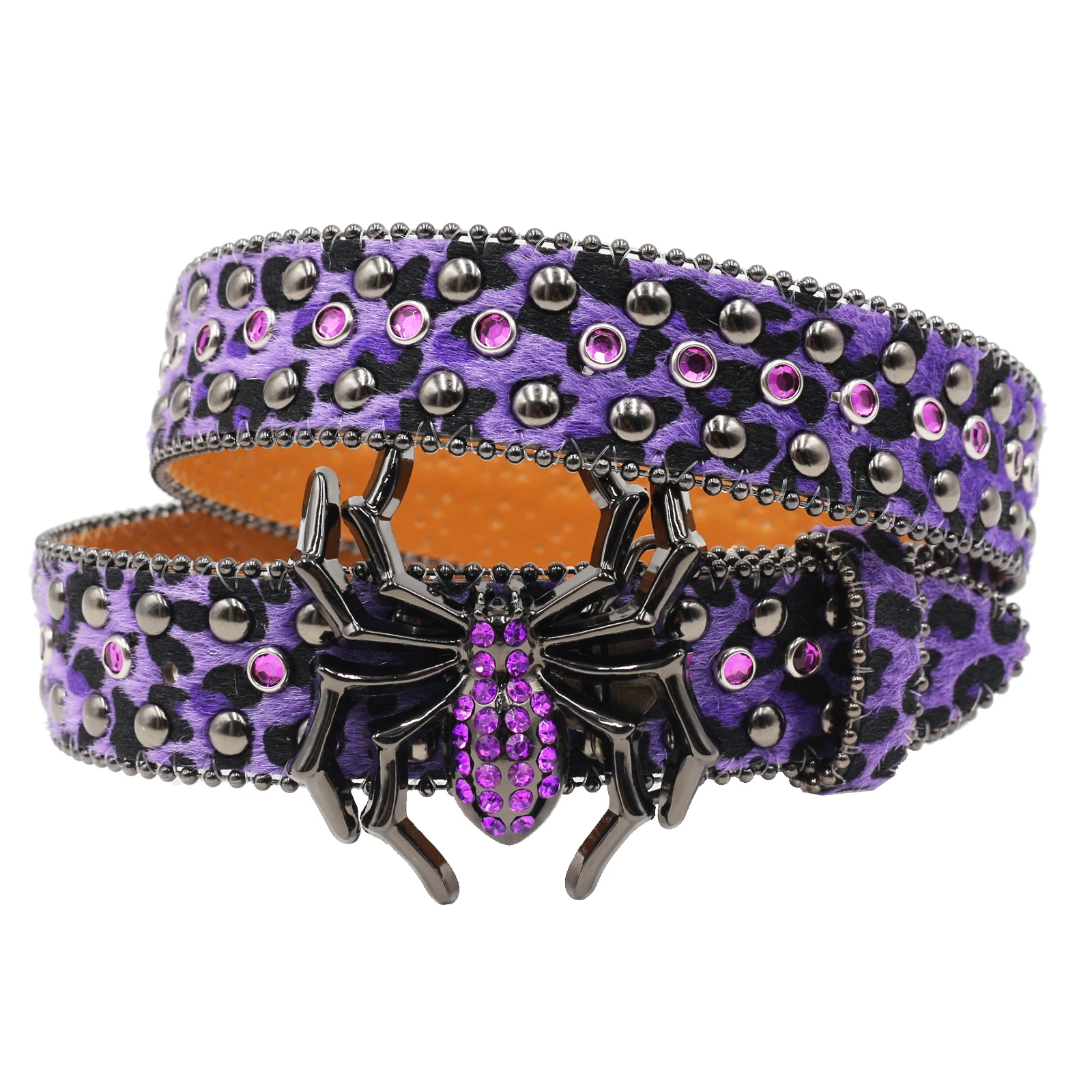 Spider buckle Desinger Belts For Women rivet Luxury Female Waist Rhinestone Buckle Leopard print Punk Goth Y2k Golden Belt Men