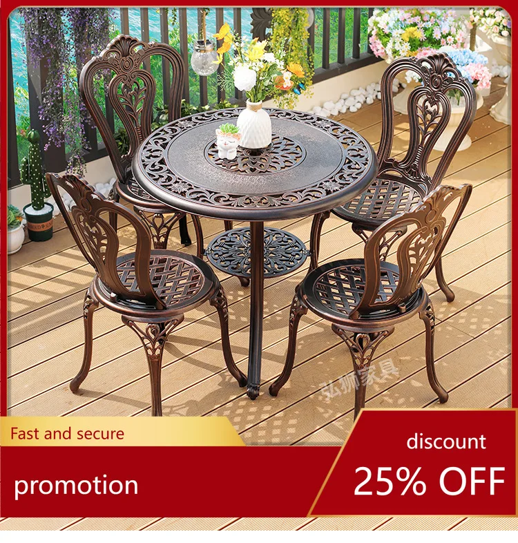 

ZML Outdoor Table and Chair Courtyard Outdoor Garden Dining Table casual Balcony Villa Round Table