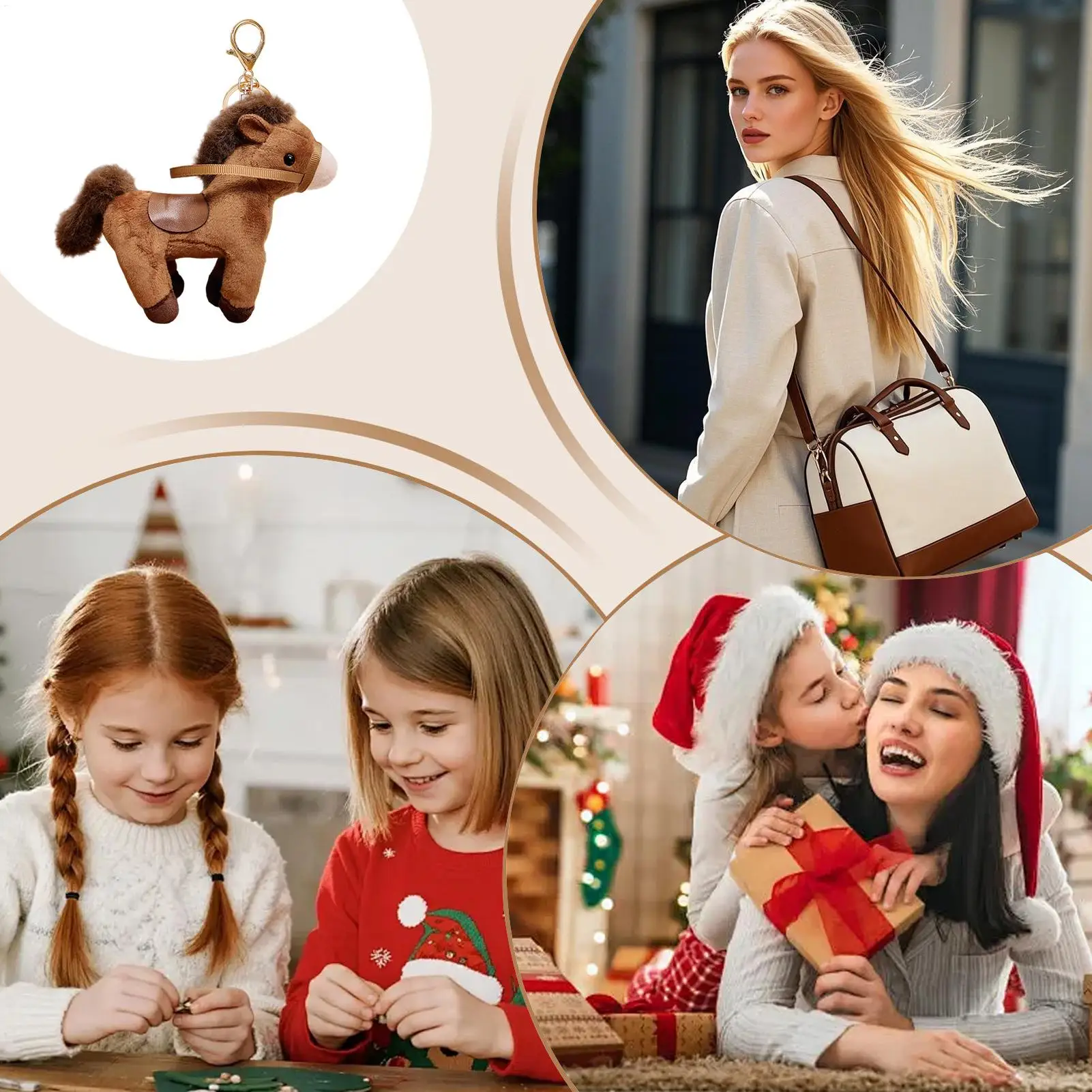 Simpatico animale mascotte cavallo portachiavi bambola di peluche portachiavi per donne ragazze borsa portachiavi auto portachiavi kawaii sulla borsa ciondolo gingillo per auto Gif