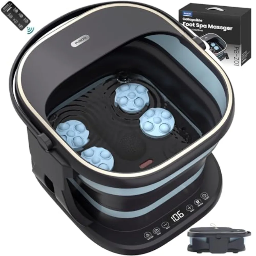 

Collapsible Foot Spa Bath Massager with Heat 95-115F Precise Temp Control Motorized Massage Rollers Heated Foot Bath Soak Tub F