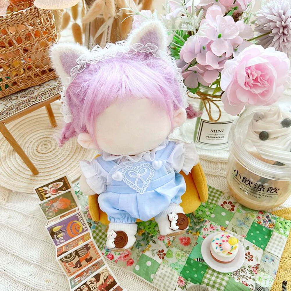 20CM Doll Clothes Overalls T-shirt Blouse Cute Lace Suspender Pants For Idol Dolls Accessories Changing Dress Game Toys