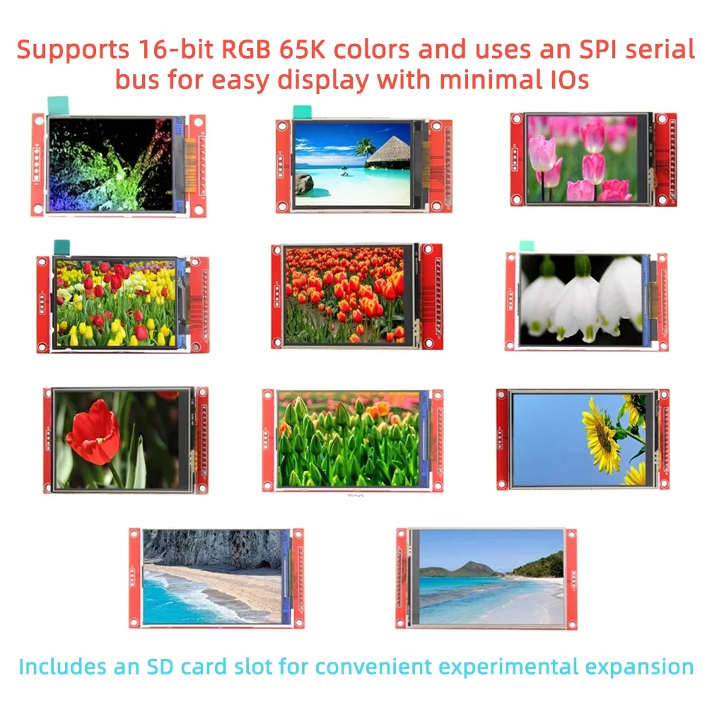 Módulo de exibição de toque colorido para Arduino, SPI TFT LCD, ILI9341ILI9488, 480*320, 240*320, 1.44, 1.8, 2.2, 2.4, 2.8, 3.2, 3.5, 4 em