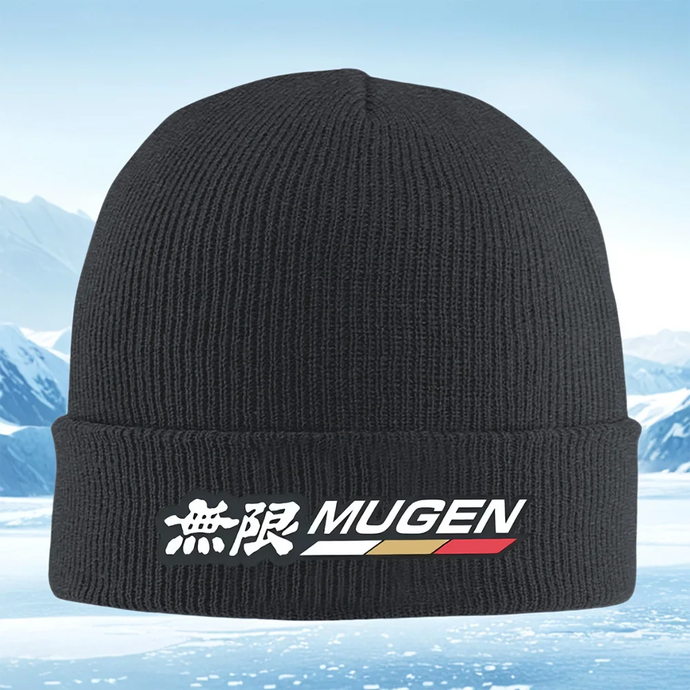 Белый знак Mugen с японским символом для мужчин и женщин, вязаная шапка унисекс, шапка-пуловер, зимняя теплая теплая рождественская уличная шапка Cyc