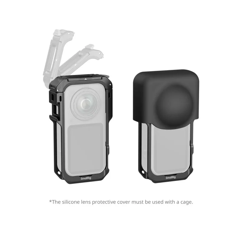 SmallRig 6965 Klatka X6 do Insta360 X6 z silikonową osłoną obiektywu, pianką redukującą szumy wiatru, z mocowaniem szybkozłączkowym i otworem 1/4"-20. — zdjęcie produktu 2