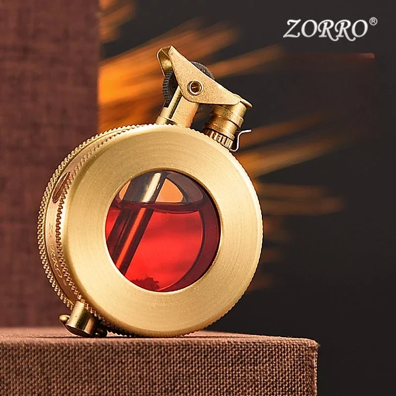 

ZORRO популярные латунные карманные часы с прозрачным отделением, бензиновая зажигалка, креативный элитный подарок, аксессуары для курения