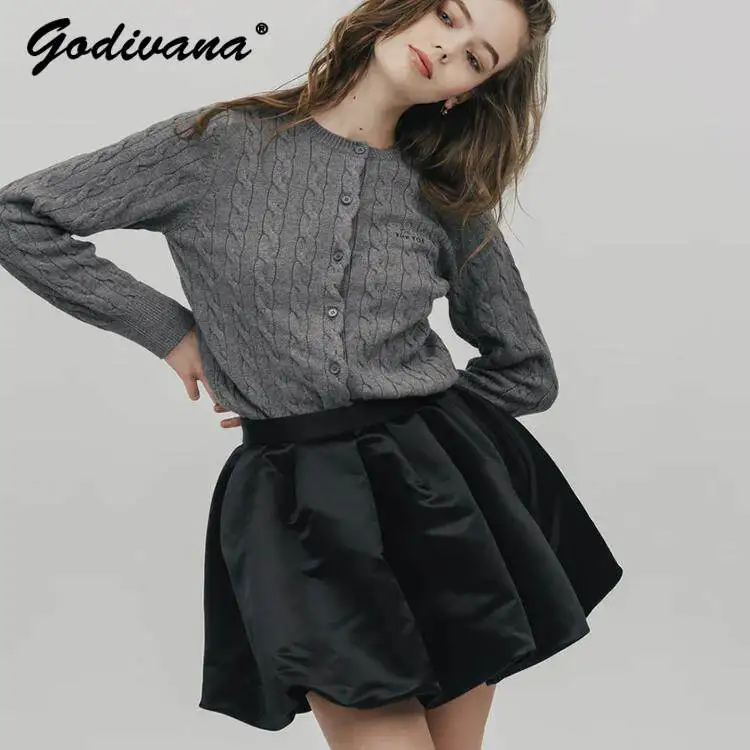 Japanese Style Glossy Satin Fluffy Balloon Skirt Spring and Summer Sweet Girls Women's Bud Skirt Short Culottes