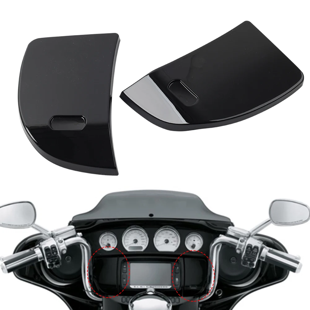 1PC Motorcycle Inner Speedometer Fairing Media Door Cover ABS Glossy Black For Harley Touring Street Glide 2014-2023