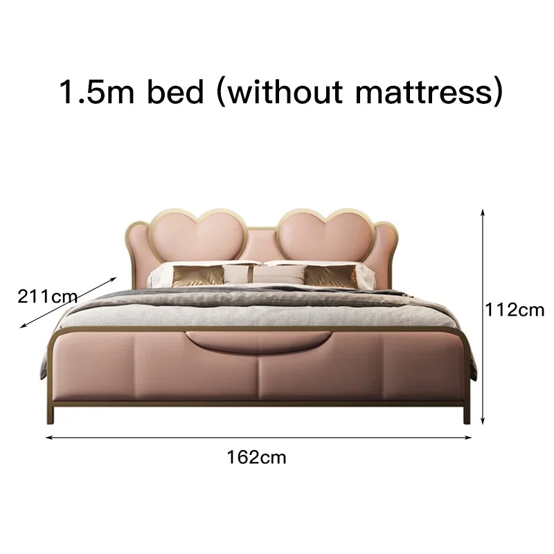 Pink Heart-shaped Love Bed Wooden Queen Size Safe Luxury Girls Couple Italian Bed Marriage Designer Nordic Cama Home Furniture