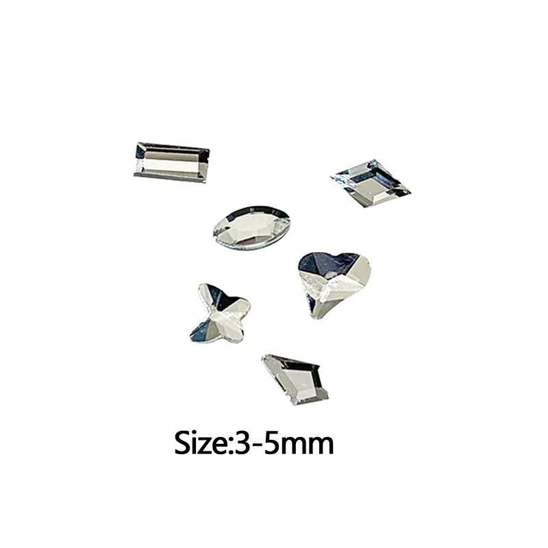 50/100 pz Mini Nail Art Strass Cristallo Vetro Flatback Diamanti Forma Mista Sparkle Fai Da Te Unghie Accessori Per Manicure di Lusso
