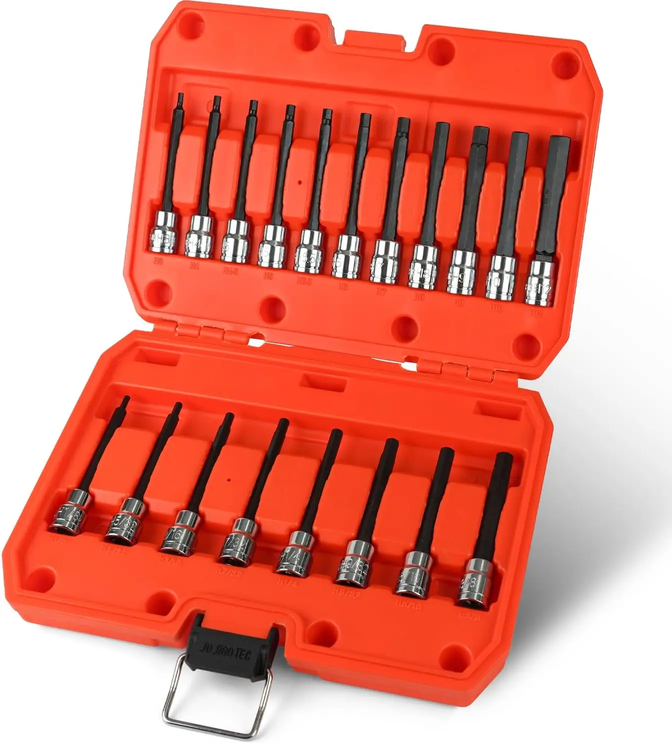

Набор ударных шестигранных бит-головок с удлиненным хвостовиком 3/8 дюйма, 19 предметов, с размерами SAE и метрическими, из прочной стали, в комплекте с кейсом для хранения