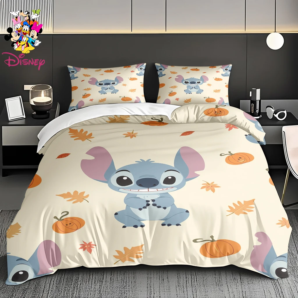 Juego de funda nórdica Disney Stitch sin relleno, Sábana suave y cómoda, juego de cama transpirable y agradable para la piel, regalo, 2/3 Uds.