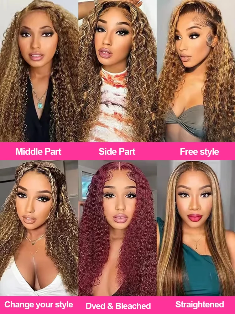 4/27 تسليط الضوء على شعر مستعار شعر الإنسان موجة عميقة شعر مستعار أمامي 13x4 HD الدانتيل الباروكة شعر الإنسان موجة المياه الباروكات مجعد الدانتيل الجبهة باروكة من شعر طبيعي #5