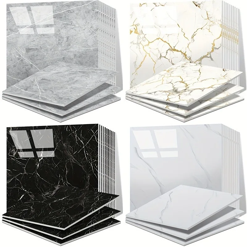 

Glossy Self-Adhesive Vinyl Foam Panels Marble Pattern Wall Stickers Tiles for Kitchen Backsplash Desktop Background Decoration