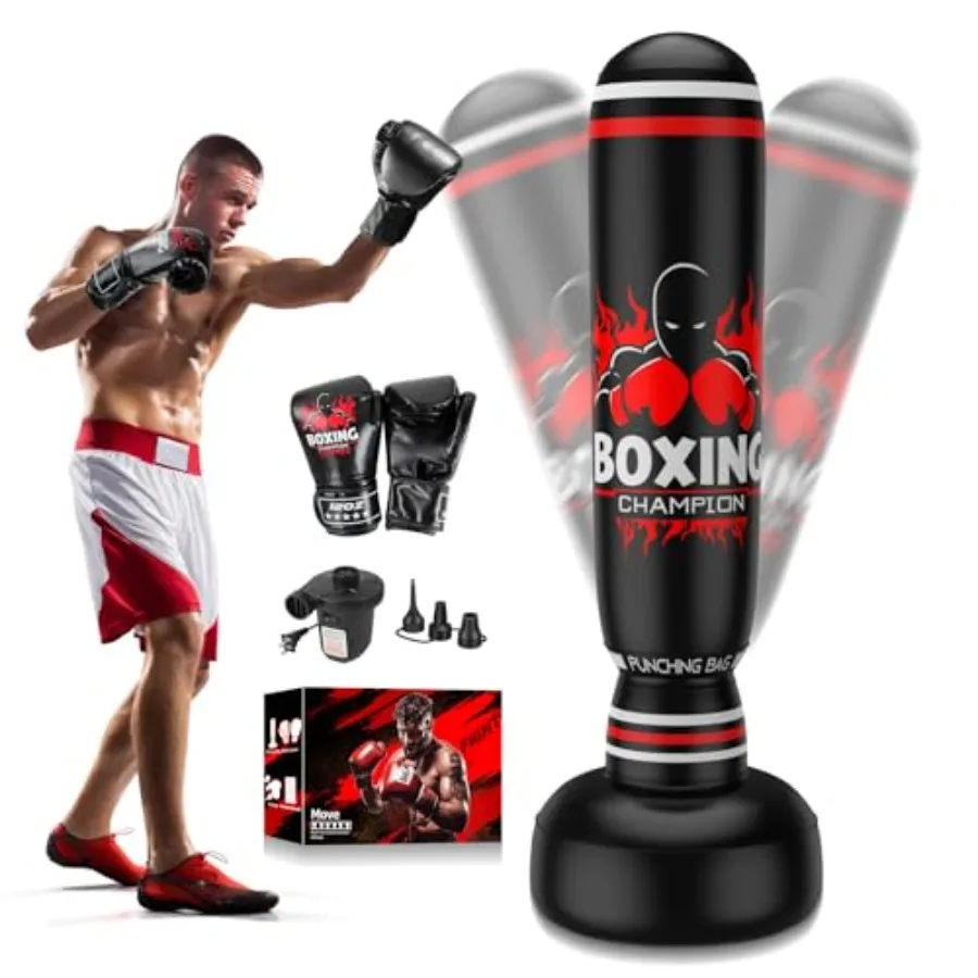 

Freestanding Punching Bag for Adults Teens 69'' Boxing Bag with Stand Includes Boxing Gloves and Air Pump Kick Boxing Training