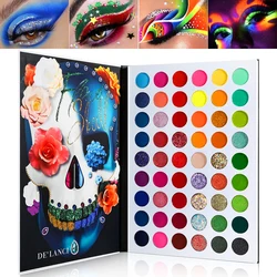 DE'LANCI La Catrina Rainbow Big Eyeshadow Palette 54 Color,Professional Eyes Shadow Bright Glitter Neon Eye Makeup Pallete