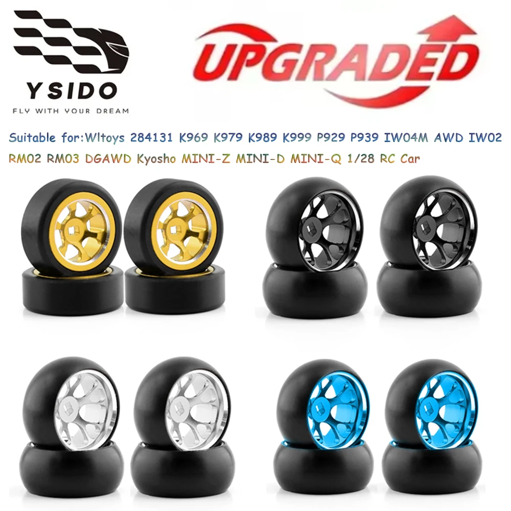 YSIDO 25mm Drift Wheels Tires For Wltoys 1/28 K969 K979 K989 K999 P929 P939 IW04M IW02 RM02 RM03 DGAWD MINI-Q KYOSHO RC Car