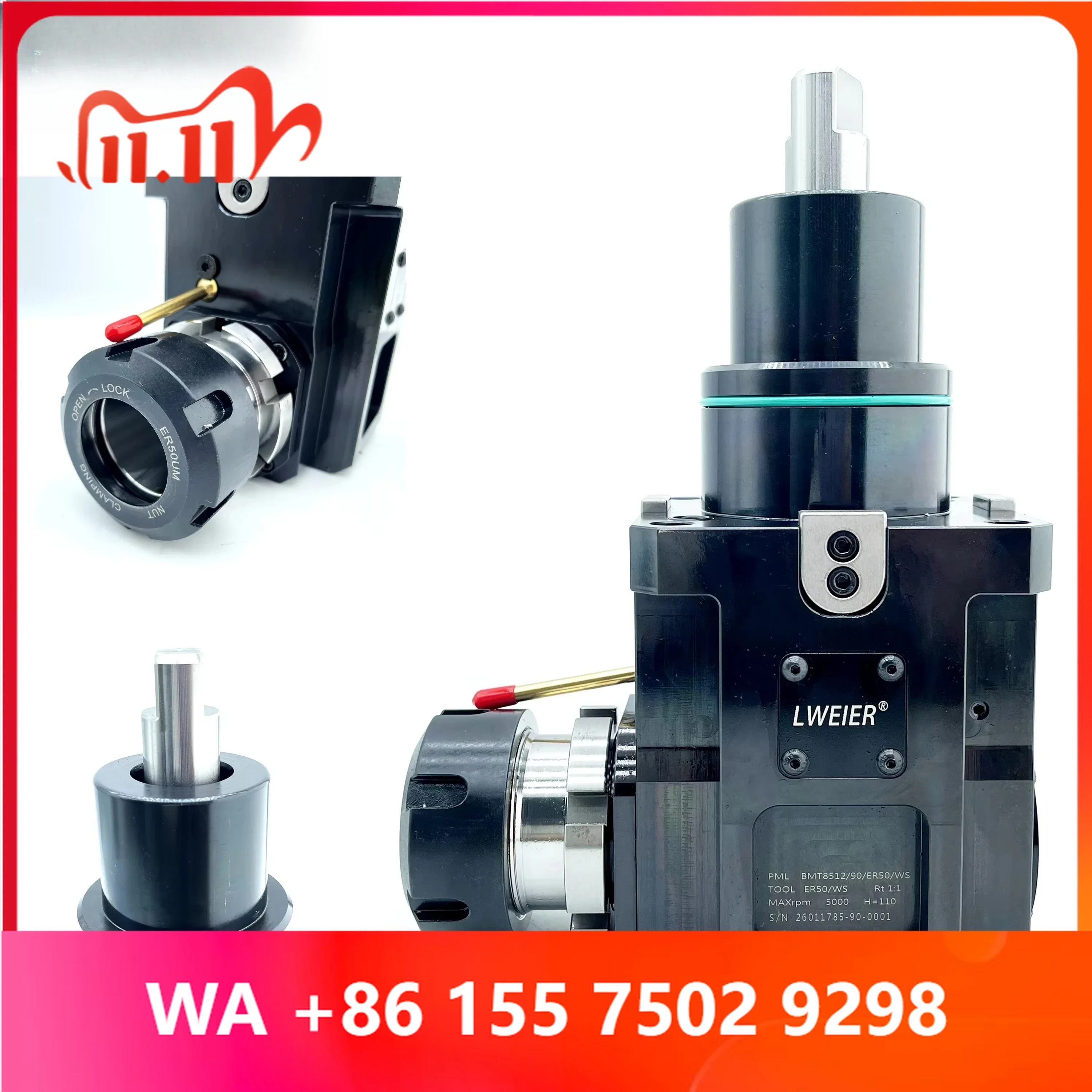 LWEIER BMT85-90-ER50 High Precision 90 Degree Drien Tool Holder BMT Series Head Tool Post