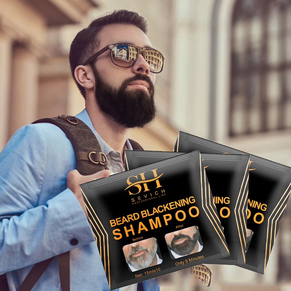 

5/10/20 шт., натуральная краска для бороды, шампунь, портативный 5-минутный шампунь для мгновенного чернения, цветной оттенок, крем-шампунь для усов для мужчин