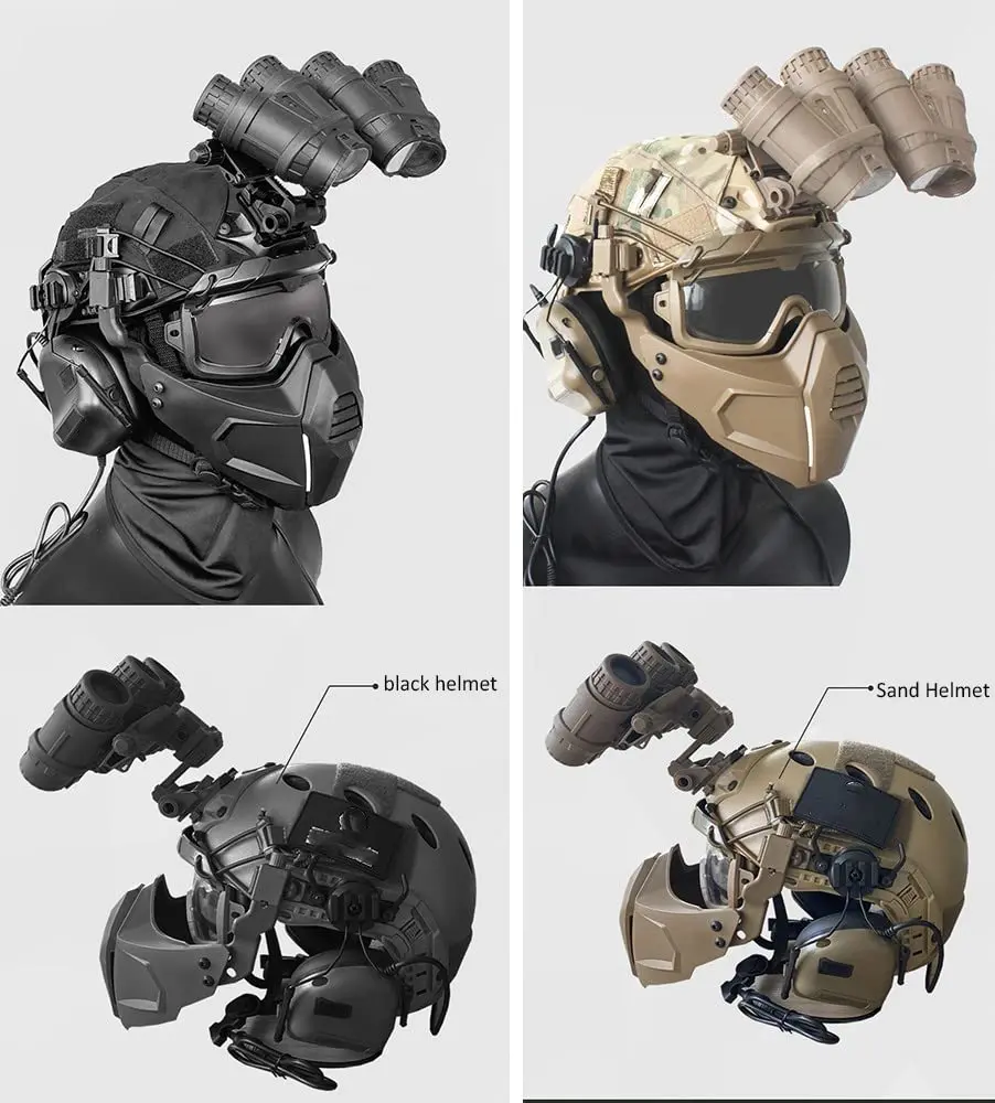 Zestaw Hełmu Taktycznego Airsoft Fast Helmet z Zestawem Słuchawkowym, Okularami Ochronnymi, Model NVG, Pełna Maska na Twarz do Gier CS, Survivalu i Treningów
