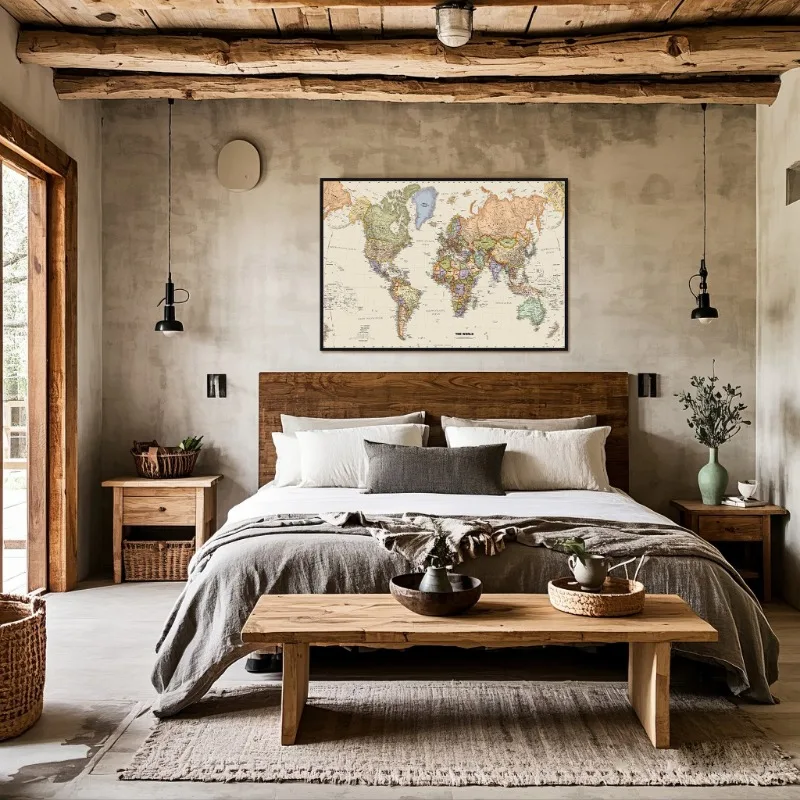 빈티지 세계지도 각 국가의 주요 도시에 대한 멀티 사이즈 부직포 상세 지도 교육 학교 사무실을 위한 여행 지도 장식