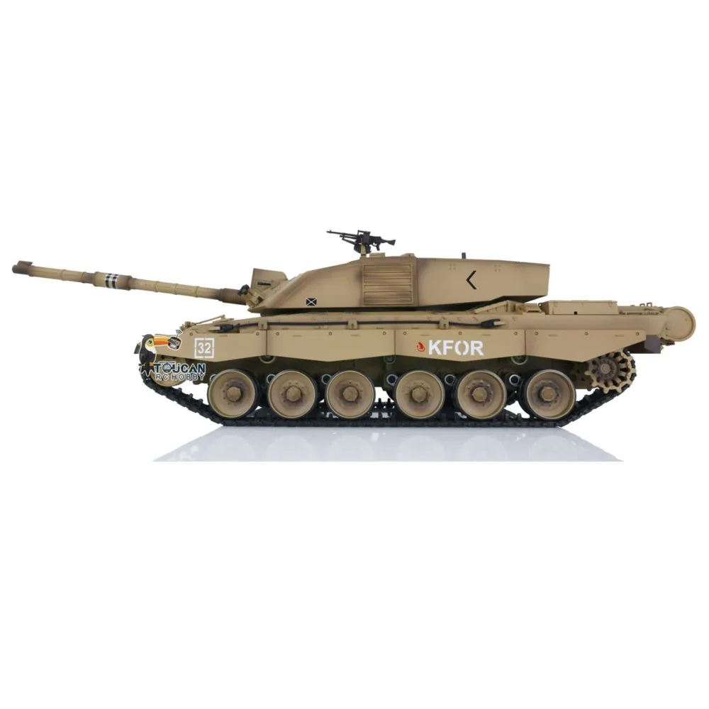 Heng Long 1/16 Escala 7.0 Plástico RC Tanque Challenger II RTR Modelo 2.4G 3908 Pintado em Amarelo Caixa de velocidades Rodas Unidade de Fumar Panzer